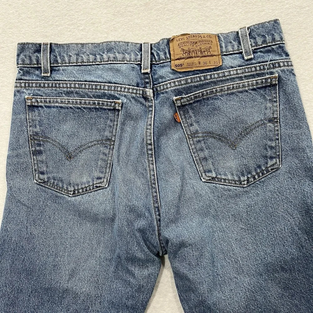 Vintage Levis 505 Jeans Mens 36x31 Orange Tab Light Wash Straight Classic